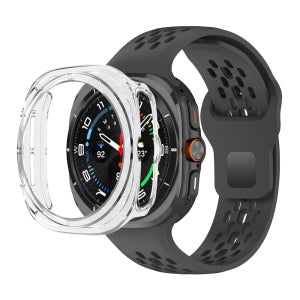 갤럭시 워치 울트라 호환 투명 크리스탈 범퍼 케이스 + 버튼형 메쉬홀 실리콘 스트랩 2in1 세트