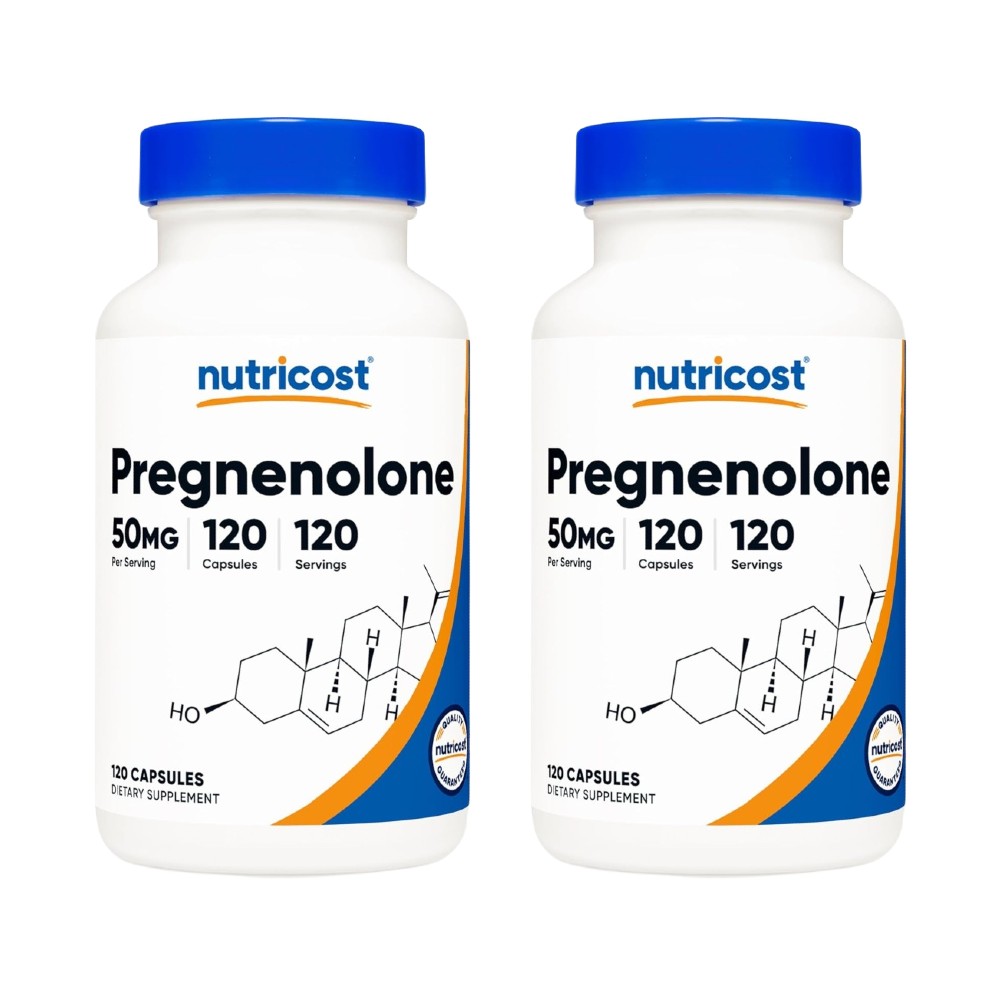 1+1 뉴트리코스트 <b>프레그네놀론 50mg</b> 120캡슐 DHEA 전구체 2개