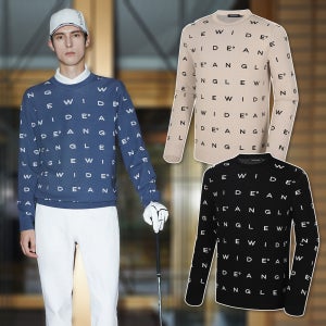 와이드앵글 남성 골프웨어 남자 골프 니트 스웨터 로고플레이 라운드 풀오버 WMU24K32