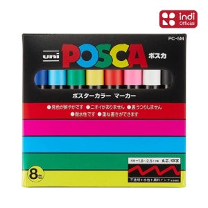 미쯔비시 유니 포스카 마카세트 5M 8색 포스터칼라 POP 미술용 마카펜