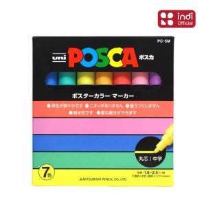 미쯔비시 유니 포스카 마카세트 5M 파스텔 7색 포스터칼라 POP 미술용 마카펜