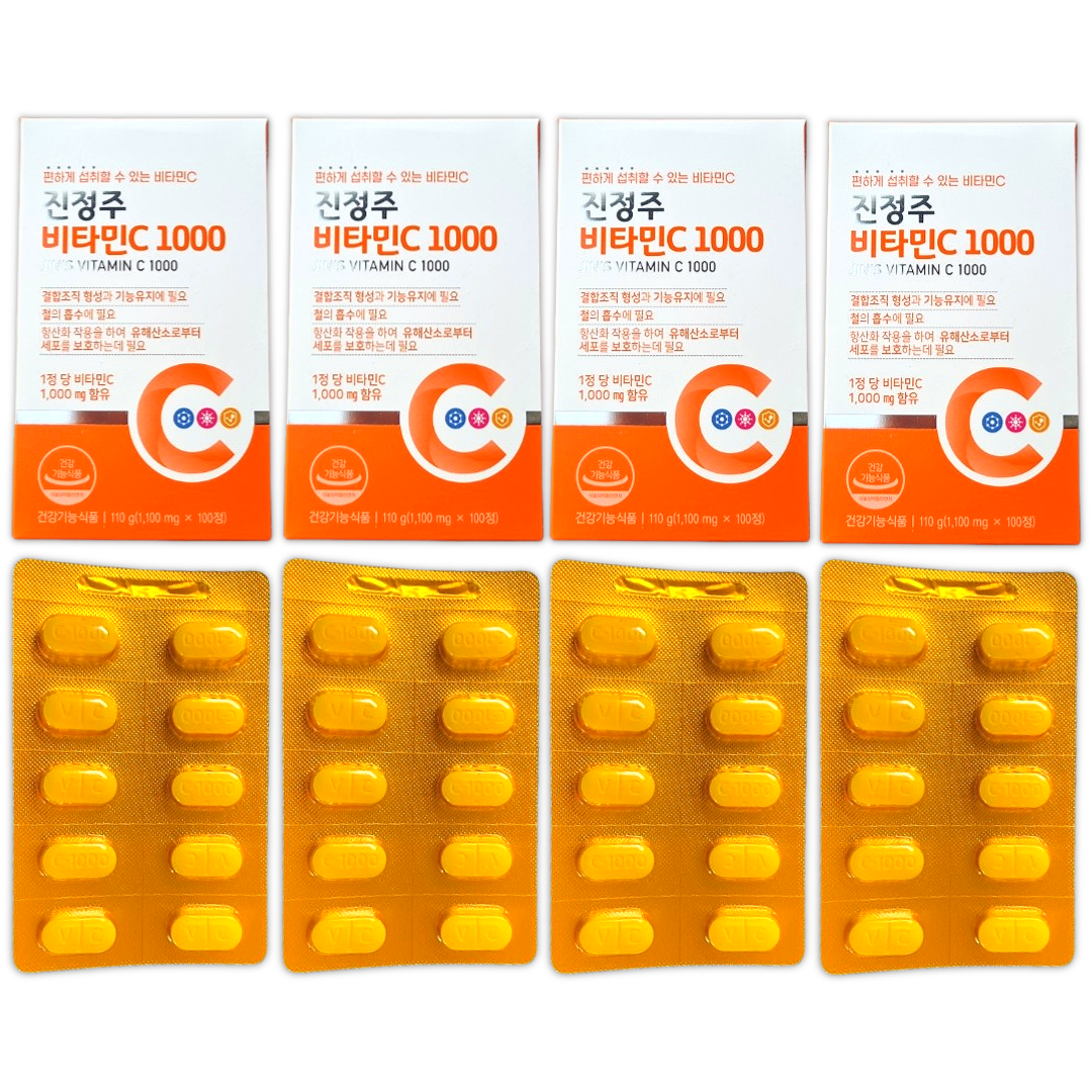 <b>진약사몰</b> 진정주 <b>비타민C</b> 100정 4박스 총 400일분