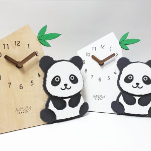 무소음 화이트 우드 인테리어 디자인 탁상시계 팬더