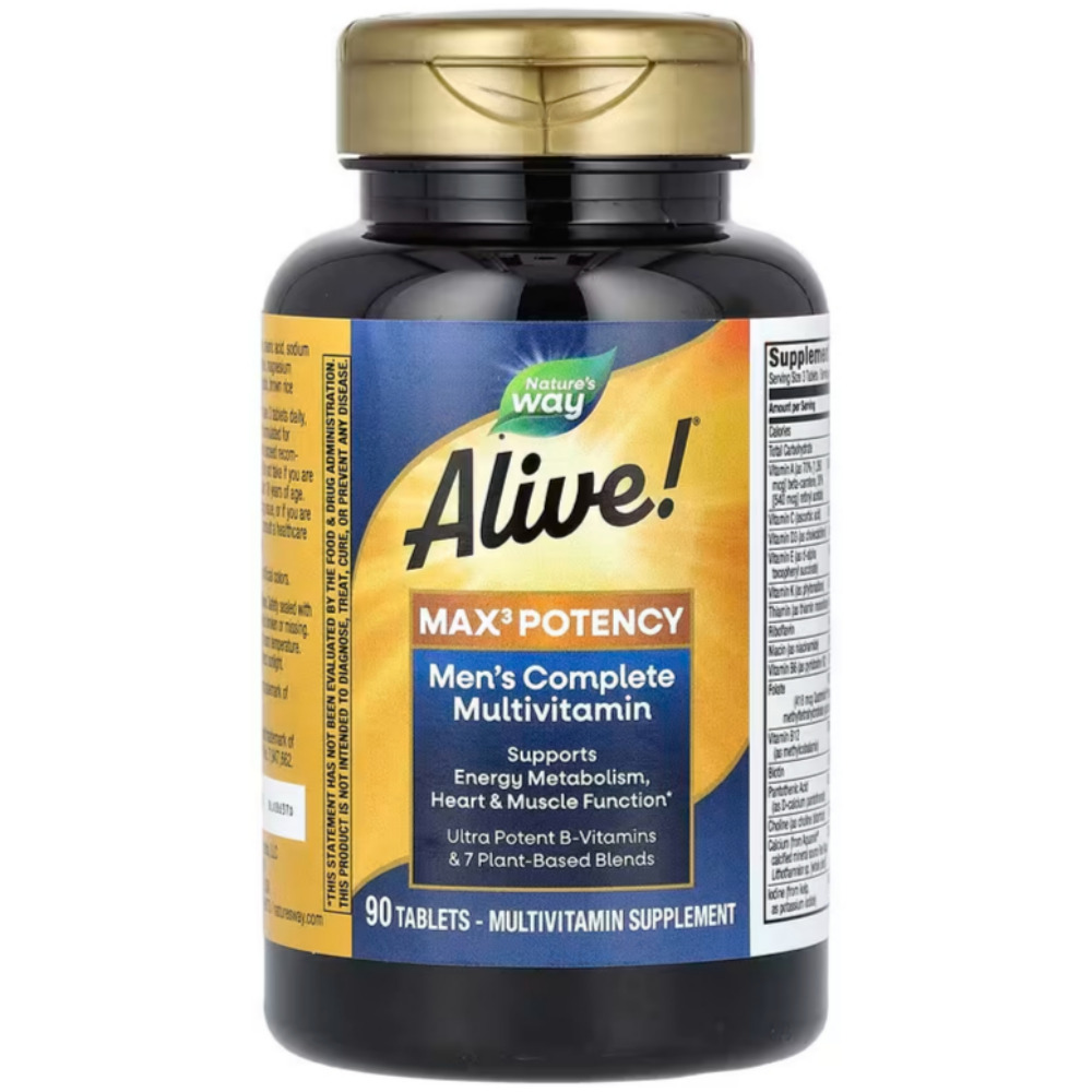 네이처스웨이 <b>얼라이브 맥스3 포텐시 맨즈</b> 멀티비타민 Alive Max3 Mens Multivitamin 90정