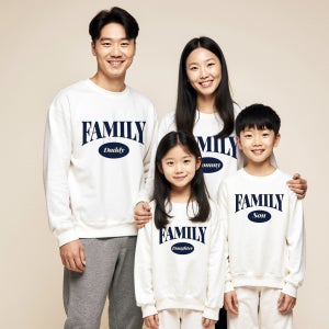 [패밀리맨] 가족맨투맨티셔츠 레터링 가족사진의상 문구 인쇄 소량 주문제작 단체 여행티