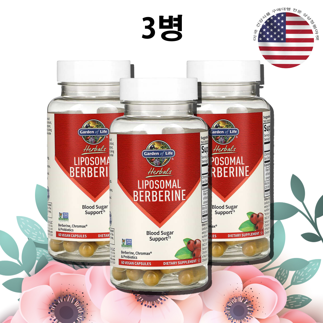 <b>가든오브라이프</b> 리포조말 베르베린 1000mg 60정 <b>크롬</b> 유산균 CFU x 3병