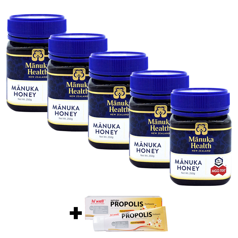 <b>마누카헬스</b> 마누카꿀 허니 MGO700 뉴질랜드 효능 고함량 250g 5통