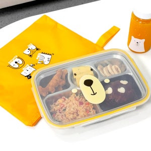 베어 곰돌이 캐릭터 깊은 5구 식판 가방 도시락 유아 어린이집 뚜껑있는식판 스텐304