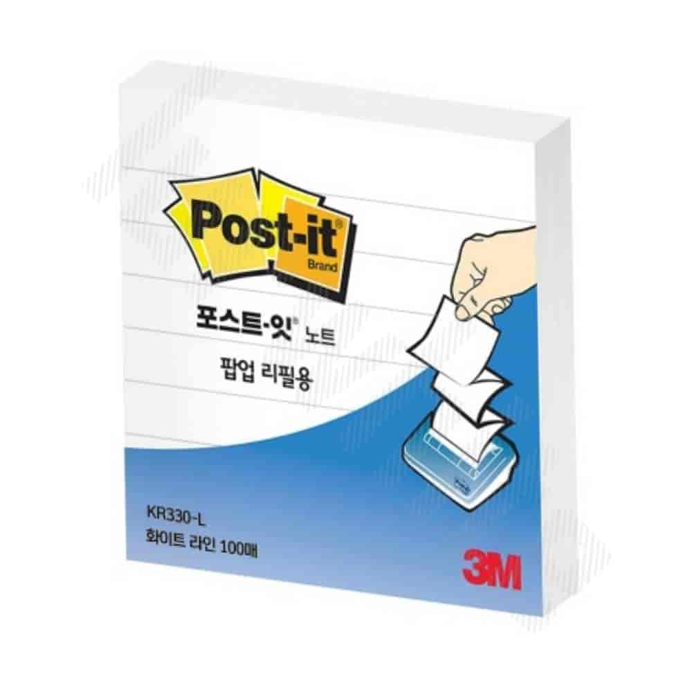 3M 포스트잇 노트 팝업 리필 화이트라인 1P 리필용 접착식메모지