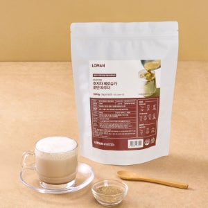 LOMAN 지리산 하동 프리미엄 야생차로 만든 호지말차 제로슈가 파우더 대용량 500g(50잔 용량) + 우드보틀(사은품)