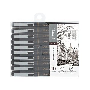 델리 디마스트 Dmast 피그먼트 라이너 + 브러쉬 10본입 세트 드로잉펜 EC393
