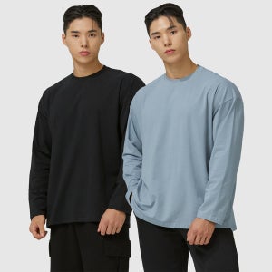 [슈퍼특가]1+1 블랙몬스터핏 남자 무지 모달 긴팔 운동복 오버핏 짐웨어 헬스복