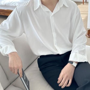 구김적은 긴팔 셔츠 남성 캐주얼 무지 남방 카라