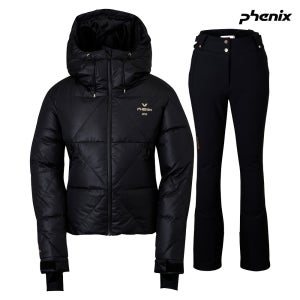 피닉스 여성 스키복 2425 Diamond Quilted Jacket BK Side Line Jet Pants BK2