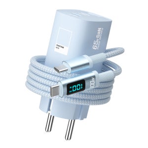 이어맥 팬톤 65W GaN 초고속 멀티 충전기 3포트 100W LED 케이블 포함 세트