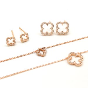 14K 클로버 목걸이귀걸이 쥬얼리 주얼리 세트