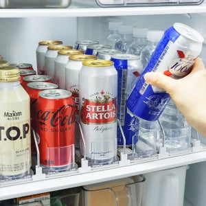 자동 캔음료 디스펜서 레일형 38cm 5라인 음료수 냉장고 정리 트레이