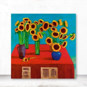 데이비드호크니 해바라기 인테리어액자 캔버스그림 현대작가 거실 대형 30송이해바라기