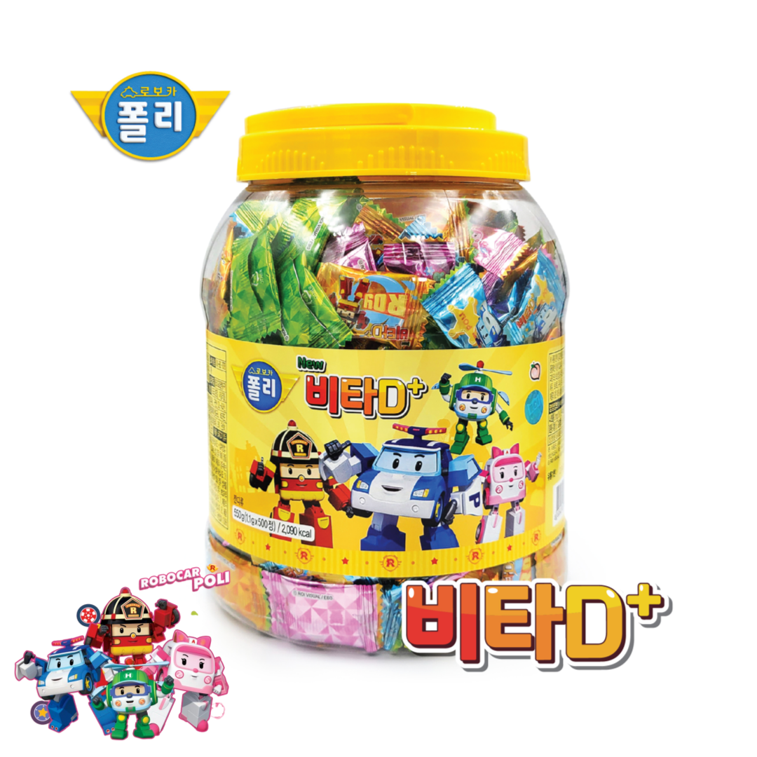 NEW 로보카폴리 어린이 비타민 비타D플러스 아기 비타민 500정 1통 캔디형 유아 학생