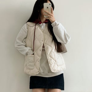 데일리 다이아 누빔 퀼팅 여성 패딩 조끼 베스트 가을 겨울 캐주얼 깔깔이
