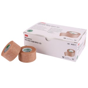 3M 마이크로포 1533-1 1인치 12개입 살색/갈색/종이반창고/의료용테이프
