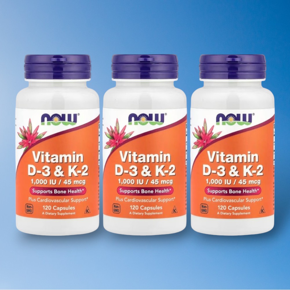 <b>나우푸드 비타민</b> D3 <b>K2</b> dk2 1000IU 120캡슐, 3개