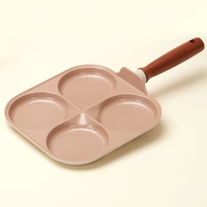 국산 비자트 우브 IH 인덕션 4구 에그팬 계란프라이 브런치 나무 손잡이