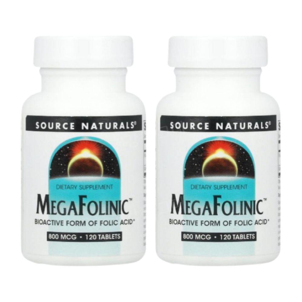 소스내추럴스 엽산 <b>메가</b>폴리닉 <b>800mcg</b> 120정 2개 폴릭애시드 <b>Folinic</b>