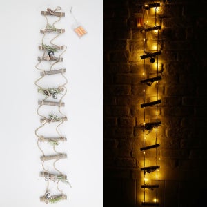 크리스마스 LED전구 우드 줄사다리 트리 가랜드 140cm 24개 세트
