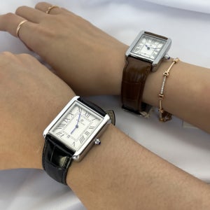 남자가죽시계 커플시계 스퀘어 작은 사각시계