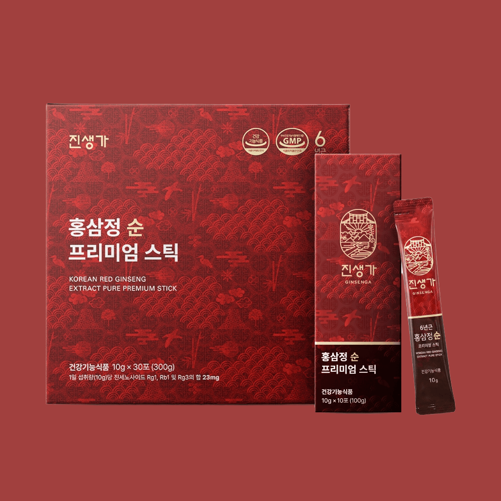 <b>진생가 홍삼정 순 프리미엄 스틱 10g</b> 1박스 30개입 진세노사이드 부모님선물 효도선물 6년근
