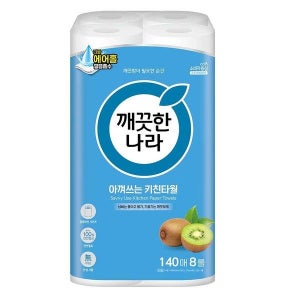 깨끗한나라 데일리 아껴쓰는 키친타올 140매 8롤 1팩