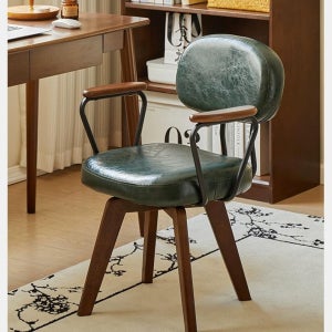 360도 회전 의자 홈 오피스 사무용 원목 등받이 인테리어 체어