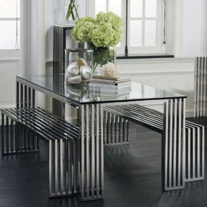 슬로우벨 스테인레스 테이블 철제 스틸 사각 긴 식탁 미니멀 스튜디오 카페 다이닝