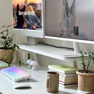 마운트뷰 집게형 와이드 듀얼 모니터받침대 아이맥 책상 모니터 스탠드 선반 컴퓨터 받침 1단