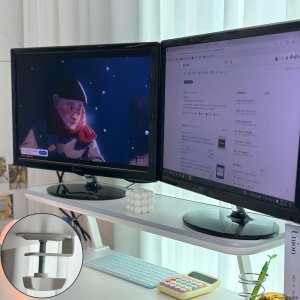 마운트뷰 집게형 와이드 듀얼 모니터 받침대 아이맥 받침대 모니터 선반 책상 컴퓨터 받침