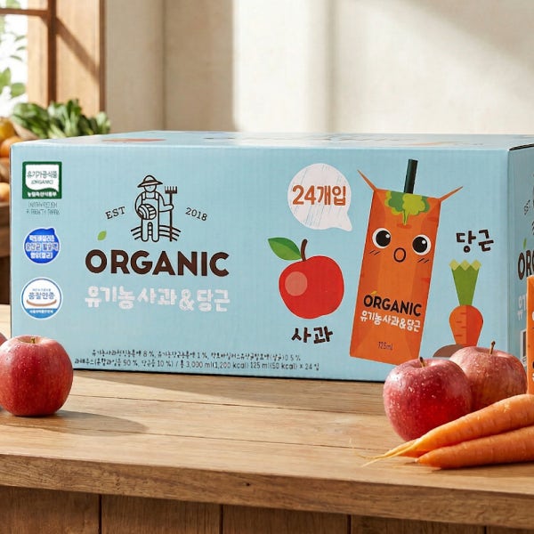 오가닉 유기농 사과 당근 유아 어린이 주스 125ml x 24팩 크니쁘니