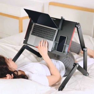 노트북 거치대 접이식 테이블 침대 누워서 알루미늄 블랙 X5Pro S 45cm 3섹션