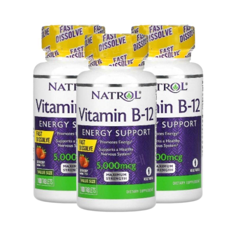 <b>나트롤</b> 비타민비 B12 <b>시아노코발라민</b> 5000mg 100정 3개 VitaminB12