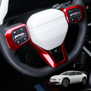 더뉴 EV6 페이스리프트 악세사리 튜닝 핸들프레임 커버 레드 몰딩