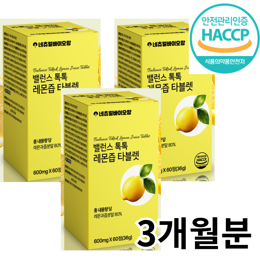 <b>밸런스</b> 톡톡 <b>레몬</b>즙 타블렛 60정, 3개