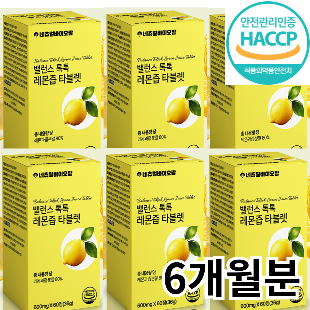<b>밸런스</b> 톡톡 <b>레몬</b>즙 타블렛 60정, 6개
