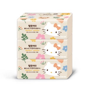 헬로키티 뽑아쓰는 무표백 대나무 티슈 110매3입 x1팩