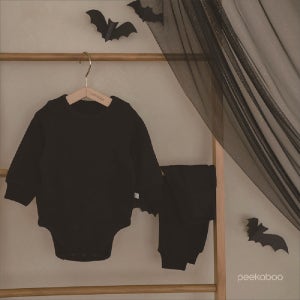 돌아기 블랙 바디수트 하의세트 여아 남아 검정 실내복 홈웨어