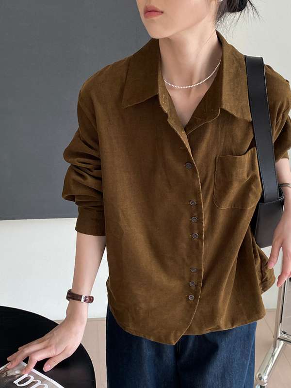 코듀로이 블라우스 여성 셔츠 남방 골덴 오피스룩