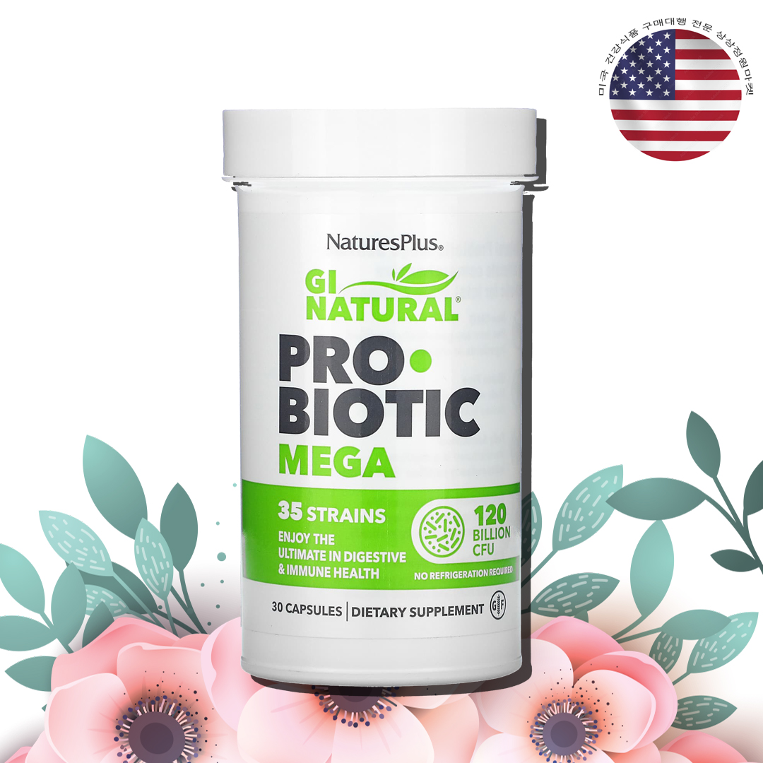 네이처스플러스 <b>GI</b> 네추럴 <b>프로바이오틱 메가</b> 유산균 <b>1200억</b> CFU 30정
