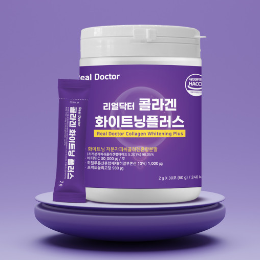 <b>리얼닥터</b> 콜라겐 화이트닝 플러스 저분자콜라겐 히알루론산 2g X 30포 2개 2개월분