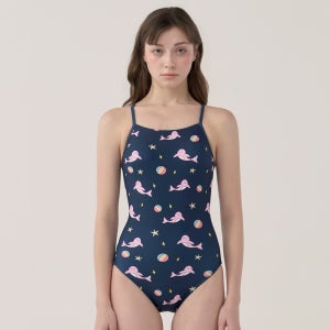 돌고래 돌핀수영복 여자실내수영복 강습용 미들컷 위드스윔 수영복