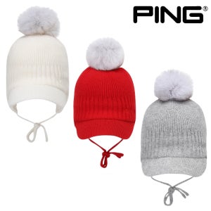 핑 골프웨어 여성 골프 모자 방울 방한용품 귀달이 니트 볼캡 선물 PING D4CP351