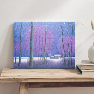 장용길 작가 아트에디션 겨울 풍경화 자연 그림 거실 인테리어 그림 추상화 집으로 돌아가는길 캔버스 액자 소형6호[40.9x27.3cm]